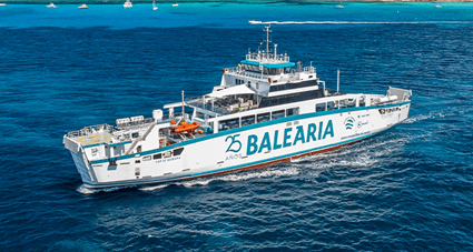 Image of a Baleària ferry with FRESS system on board.